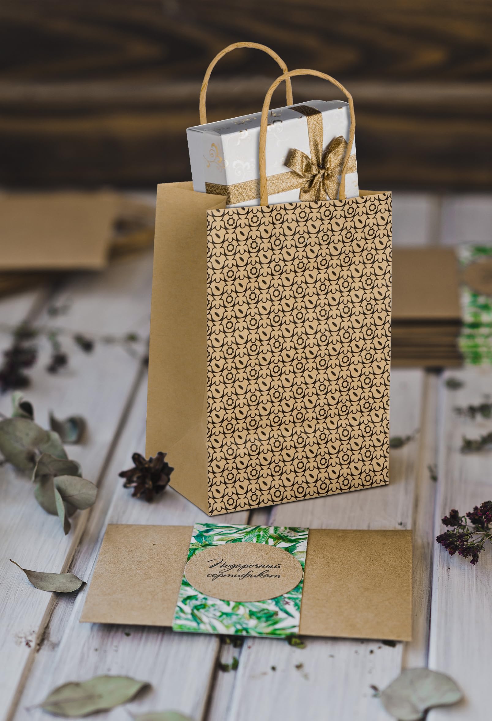 Amazon.co.jp: Elsjoy 100パック クラフト紙バッグ ハンドル付き 5.3x3